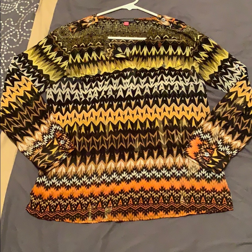 Black and gold printed blouse